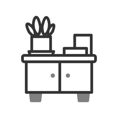 düz mobilya, kabine, basit vektör illüstrasyonu 