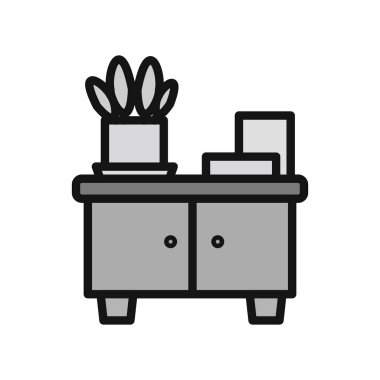 düz mobilya, kabine, basit vektör illüstrasyonu 