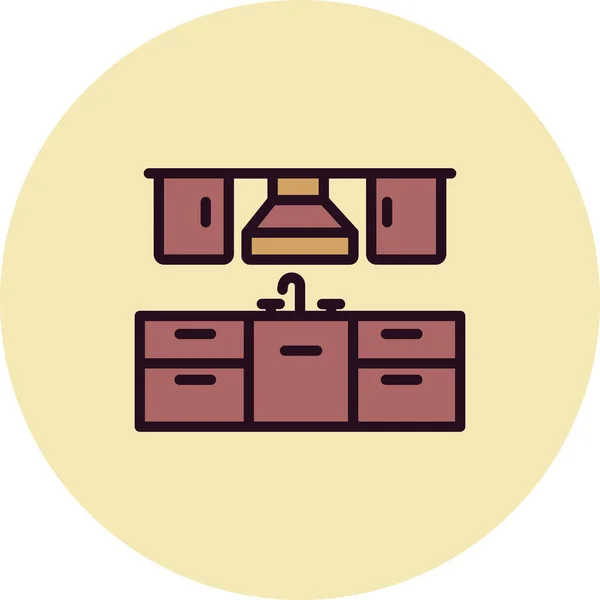 Muebles Cocina Gabinete Ilustración Simple Vector — Vector de stock