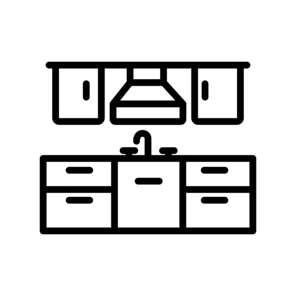 Kitchen Furniture Cabinet Simple Vector Illustration — Stock Vector