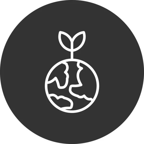 Икона Сети Векторный Глобус Завод Экологии — стоковый вектор
