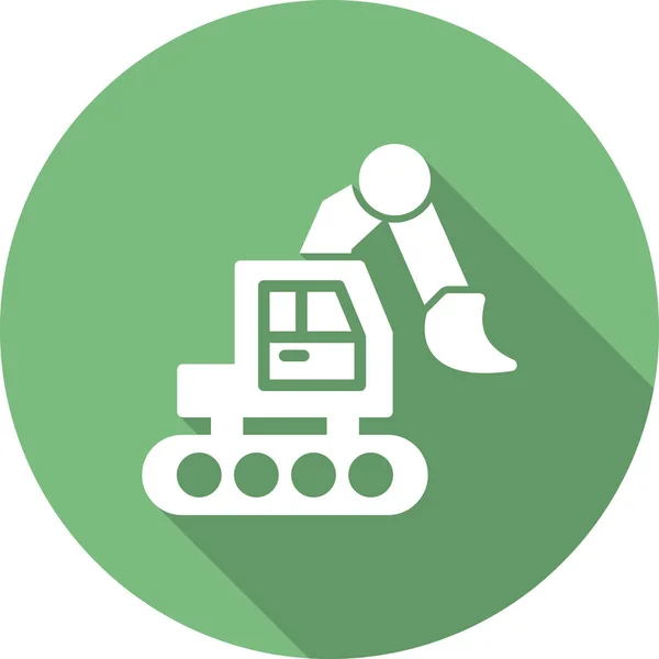 Bulldozer Teken Vector Pictogram Illustratie — Stockvector