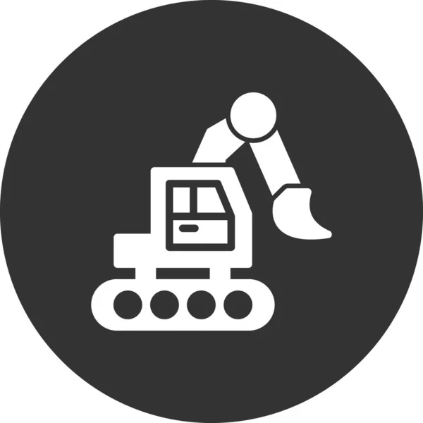 Bulldozer Teken Vector Pictogram Illustratie — Stockvector