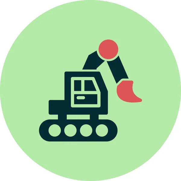 Bulldozer Teken Vector Pictogram Illustratie — Stockvector