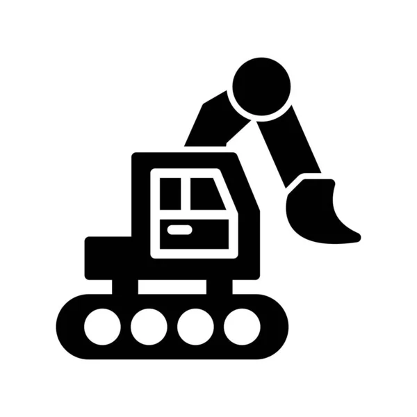 Bulldozer Teken Vector Pictogram Illustratie — Stockvector