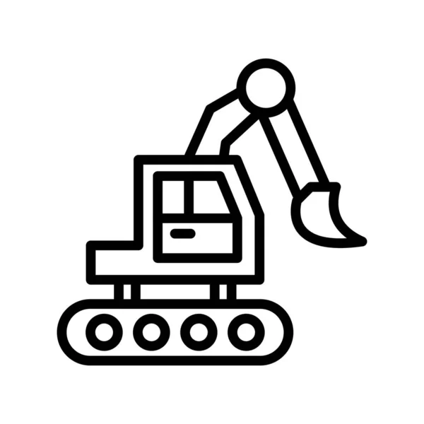 Line Bulldozer Vector Icon Illustration — Stock Vector