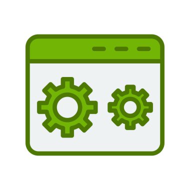 Kodlama simgesi izole edildi, vektör illüstrasyonu dolduruldu