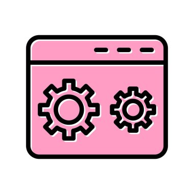 Kodlama simgesi izole edildi, vektör illüstrasyonu dolduruldu