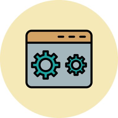 Kodlama simgesi izole edildi, vektör illüstrasyonu dolduruldu