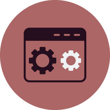 Kodlama simgesi izole edildi, vektör illüstrasyonu dolduruldu