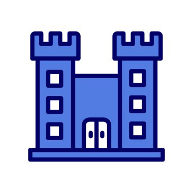 Şato kulesi ikon vektörü. Taslak bina tabelası. izole edilmiş çizgi simgesi siyah illüstrasyon