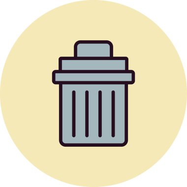 Çöp kutusu simgesi, vektör illüstrasyonu 