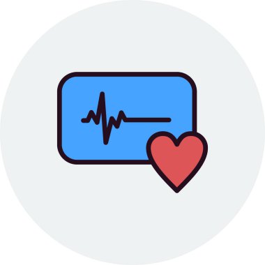 Yaşam çizgisi ve kalp simgesi, vektör illüstrasyonu 