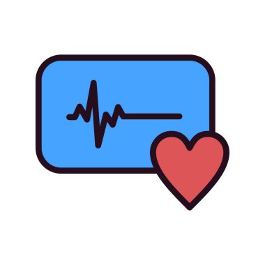 Yaşam çizgisi ve kalp simgesi, vektör illüstrasyonu 