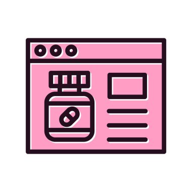 Çevrimiçi Eczane, eczane sayfasının vektör illüstrasyonu 