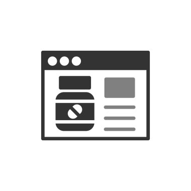 Çevrimiçi Eczane, eczane sayfasının vektör illüstrasyonu 