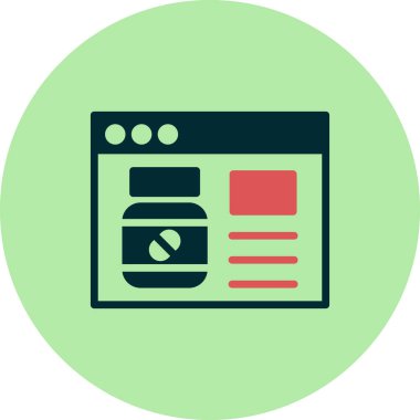 Çevrimiçi Eczane, eczane sayfasının vektör illüstrasyonu 