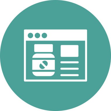 Çevrimiçi Eczane, eczane sayfasının vektör illüstrasyonu 