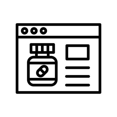 Çevrimiçi Eczane, eczane sayfasının vektör illüstrasyonu 