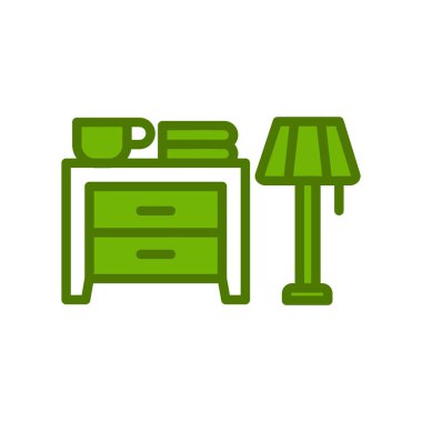 Lambalı dolap masası, basit vektör illüstrasyonu