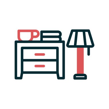 Lambalı dolap masası, basit vektör illüstrasyonu