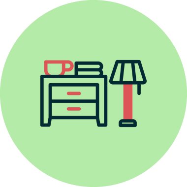 Lambalı dolap masası, basit vektör illüstrasyonu