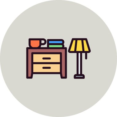 Lambalı dolap masası, basit vektör illüstrasyonu