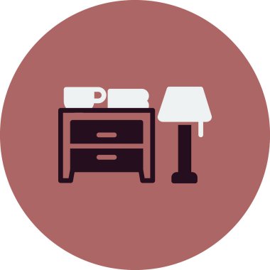 Lambalı dolap masası, basit vektör illüstrasyonu