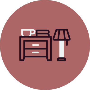 Lambalı dolap masası, basit vektör illüstrasyonu