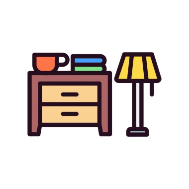 Lambalı dolap masası, basit vektör illüstrasyonu
