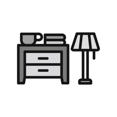Lambalı dolap masası, basit vektör illüstrasyonu