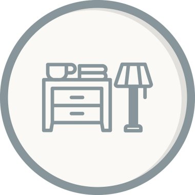 Lambalı dolap masası, basit vektör illüstrasyonu