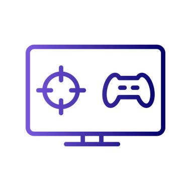 bilgisayar ekranı, Çevrimiçi Oyun simgesi, vektör illüstrasyonu