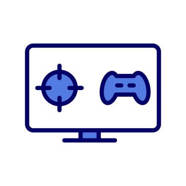 bilgisayar ekranı, Çevrimiçi Oyun simgesi, vektör illüstrasyonu