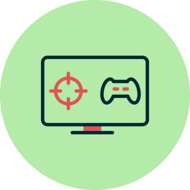 bilgisayar ekranı, Çevrimiçi Oyun simgesi, vektör illüstrasyonu