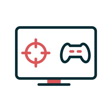 bilgisayar ekranı, Çevrimiçi Oyun simgesi, vektör illüstrasyonu