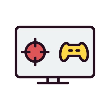 bilgisayar ekranı, Çevrimiçi Oyun simgesi, vektör illüstrasyonu