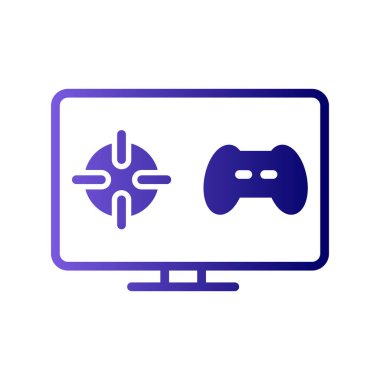 bilgisayar ekranı, Çevrimiçi Oyun simgesi, vektör illüstrasyonu