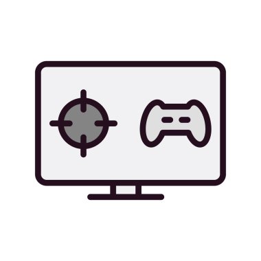 bilgisayar ekranı, Çevrimiçi Oyun simgesi, vektör illüstrasyonu