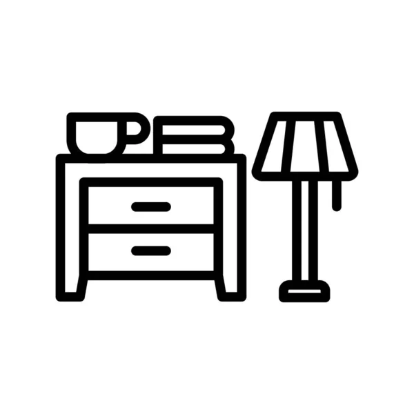 Skåp Bord Med Lampa Enkel Vektor Illustration — Stock vektor