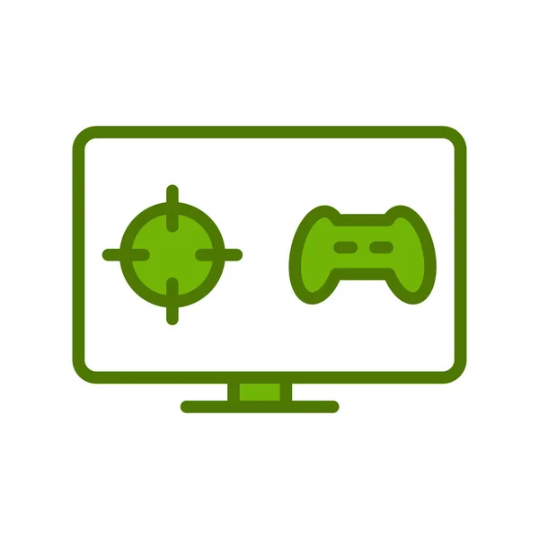 Tela Computador Ícone Jogos Online Ilustração Vetorial — Vetor de Stock