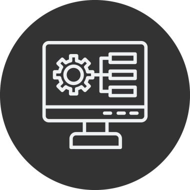 Ayarlar vektör illüstrasyon tasarımlı bilgisayar monitörü