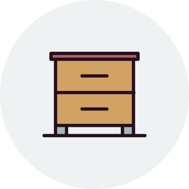 düz mobilya, kabine, basit vektör illüstrasyonu 