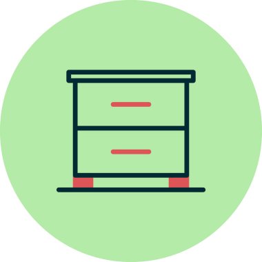 düz mobilya, kabine, basit vektör illüstrasyonu 