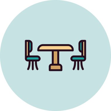 tablo ve sandalye simgeleri, vektör illüstrasyonu