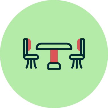 tablo ve sandalye simgeleri, vektör illüstrasyonu