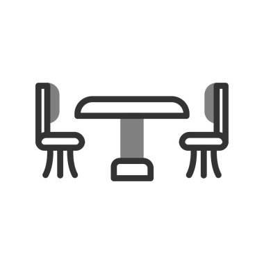 tablo ve sandalye simgeleri, vektör illüstrasyonu