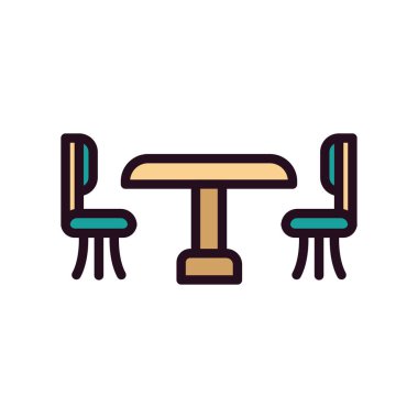 tablo ve sandalye simgeleri, vektör illüstrasyonu