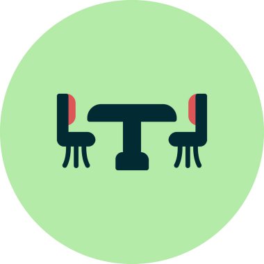 tablo ve sandalye simgeleri, vektör illüstrasyonu