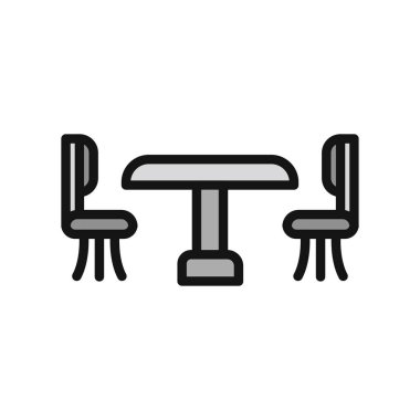 tablo ve sandalye simgeleri, vektör illüstrasyonu